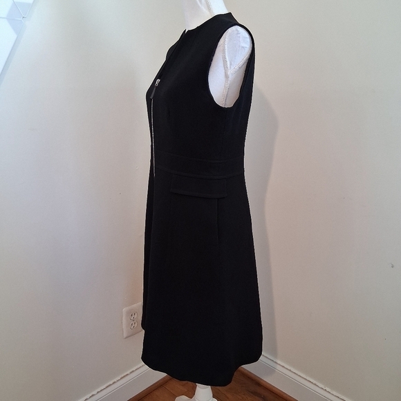 LAFAYETTE 148 NY Black Sleeveless Carlina Zip Front A-Line Dress Size 10 - Picture 5 of 9